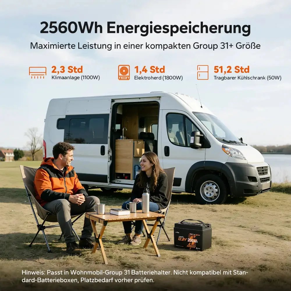 LiTime 12V 200Ah Xtra Mini LiFePO4 Akku mit Bluetooth für Wohnmobile und Camping — фото 6