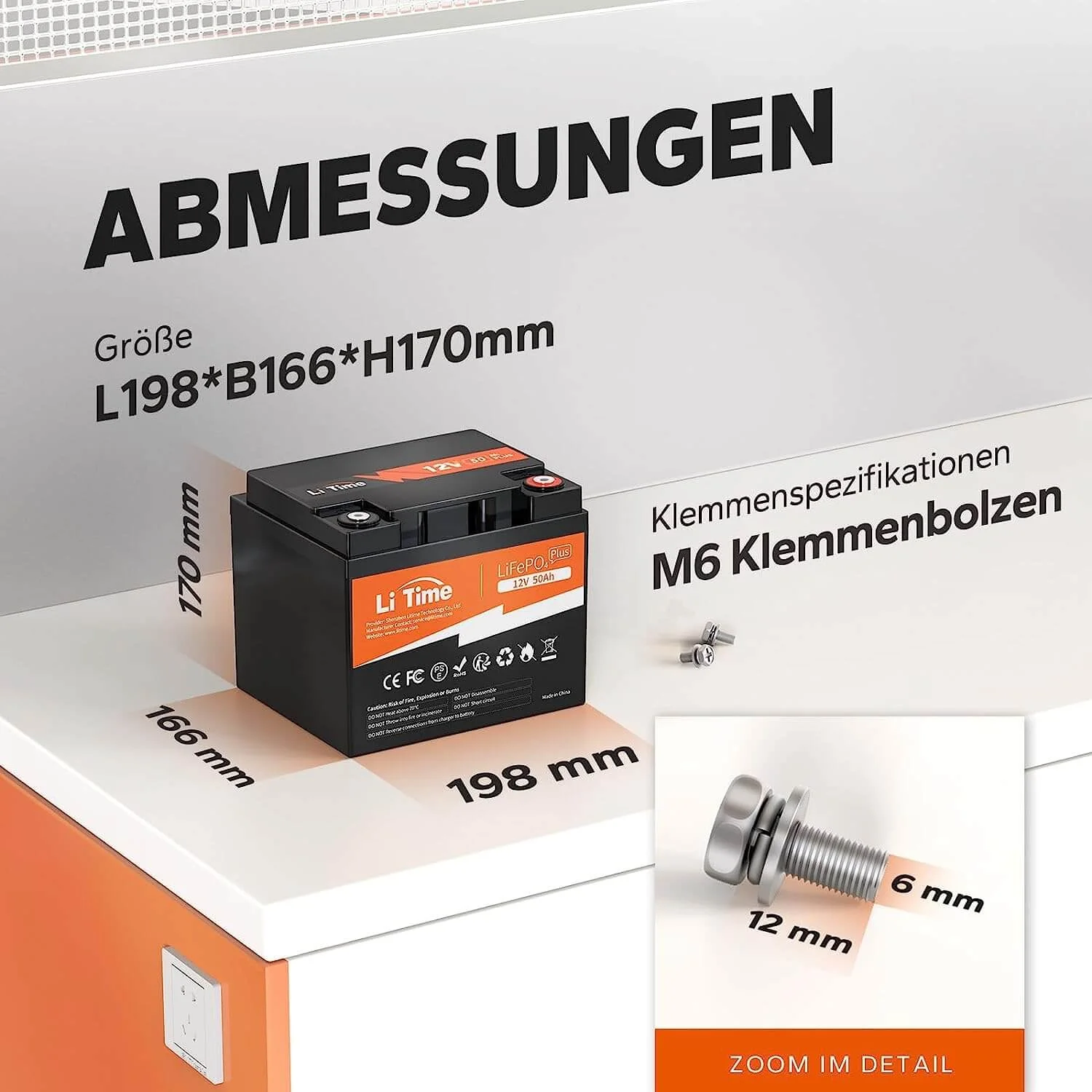 LiTime 12V 50Ah Deep-Cycle-Lithiumbatterie für Seeschiffe, Lieferwagen und Echolote — фото 7