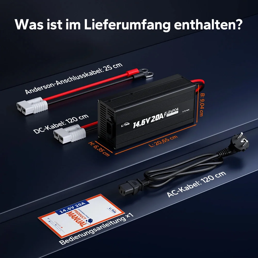 LiTime 14,6V 20A Ladegerät für LiFePO4 12V Lithiumbatterie — фото 6