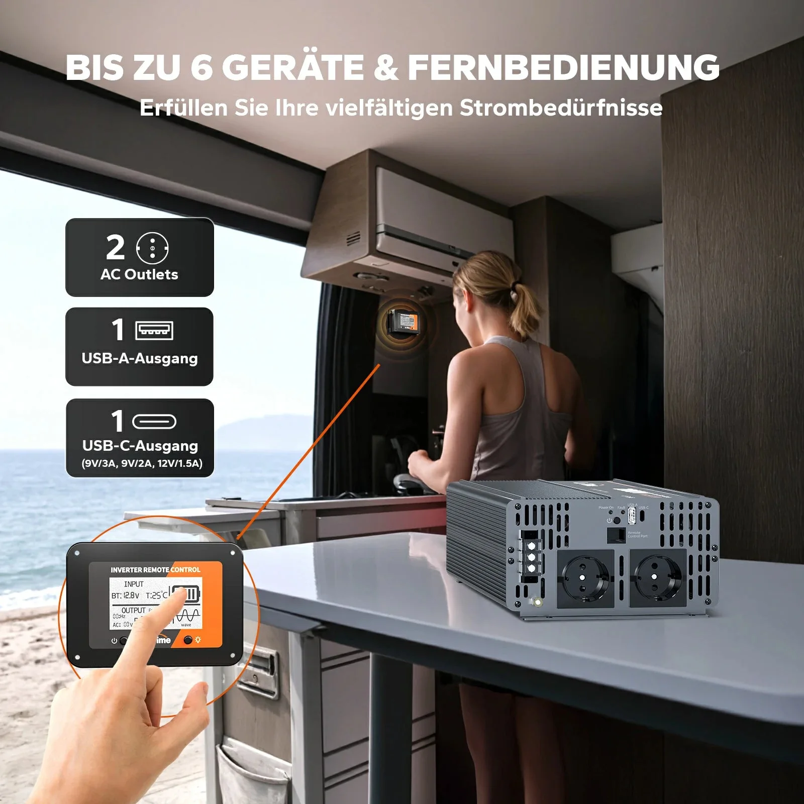 LiTime 2000 W reiner Sinus-Wechselrichter 12 V DC auf 230 V AC — фото 5