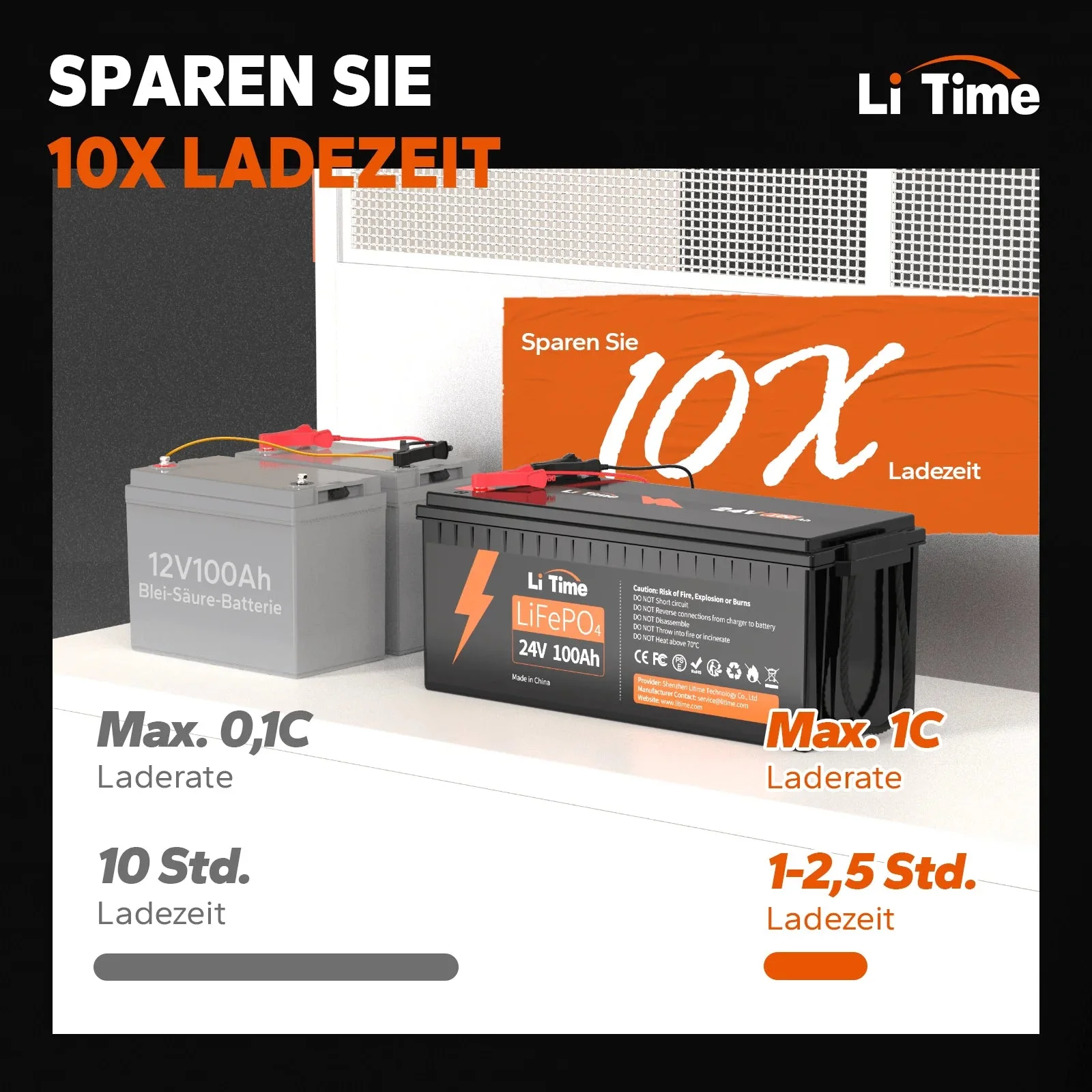[Ukraine] LiTime 24v 100ah LiFePO4 Batterie BMS 100A — фото 4