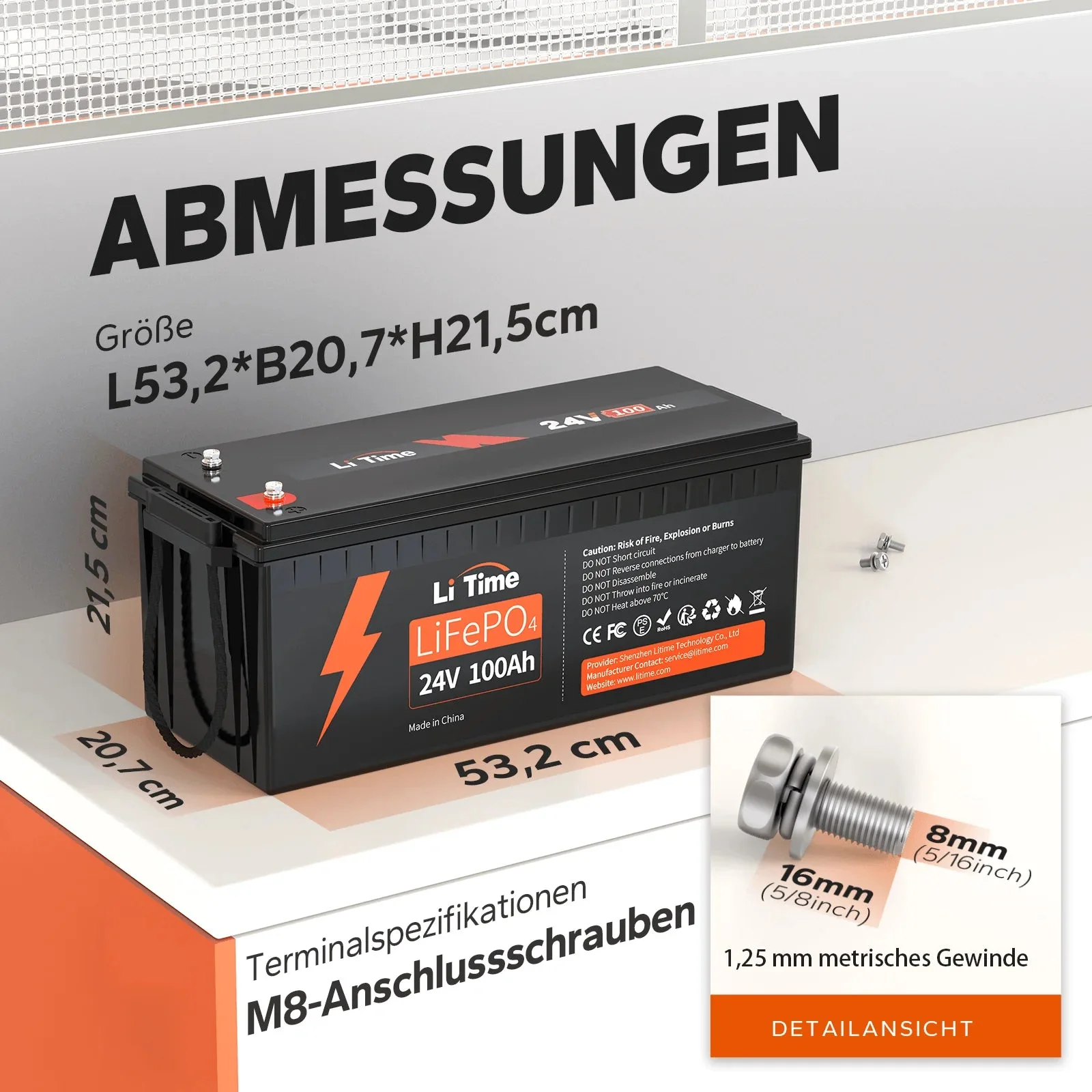 [Ukraine] LiTime 24v 100ah LiFePO4 Batterie BMS 100A — фото 7