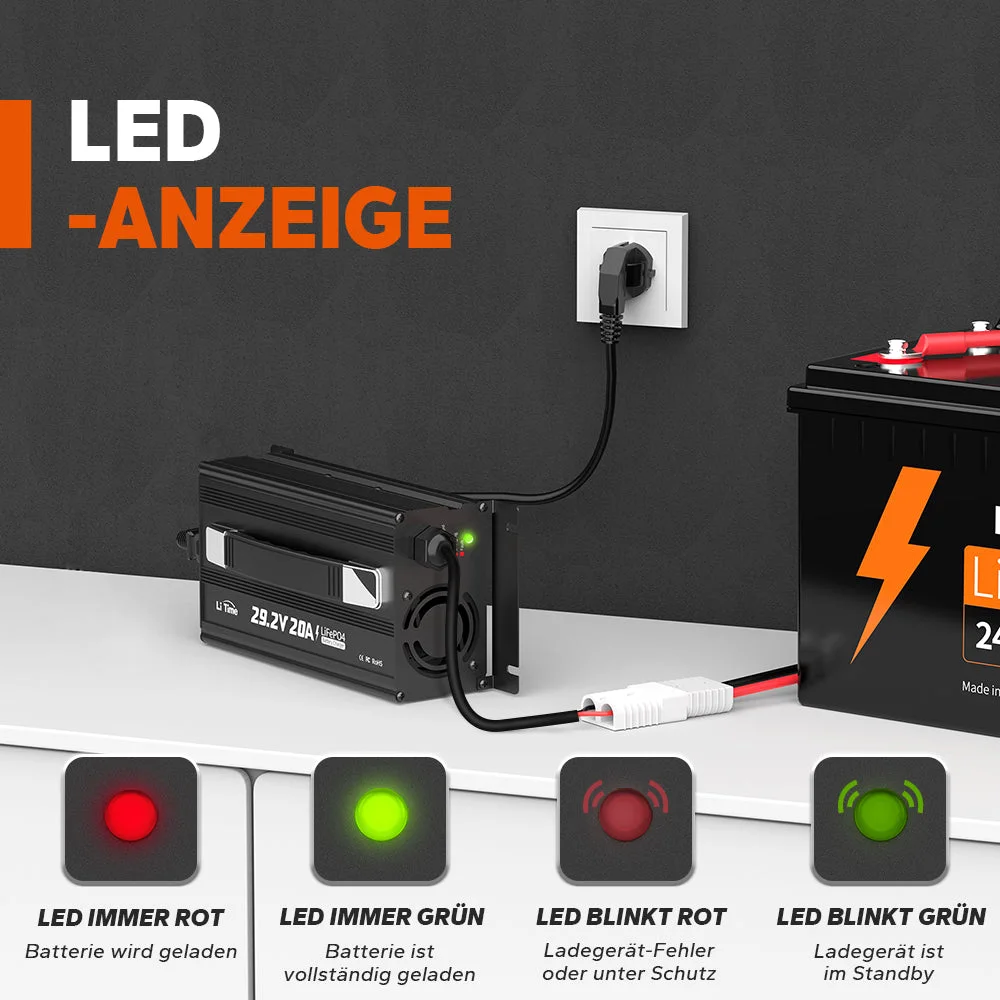 LiTime 29,2V 20A Ladegerät für 24V LiFePO4 Lithiumbatterie — фото 3