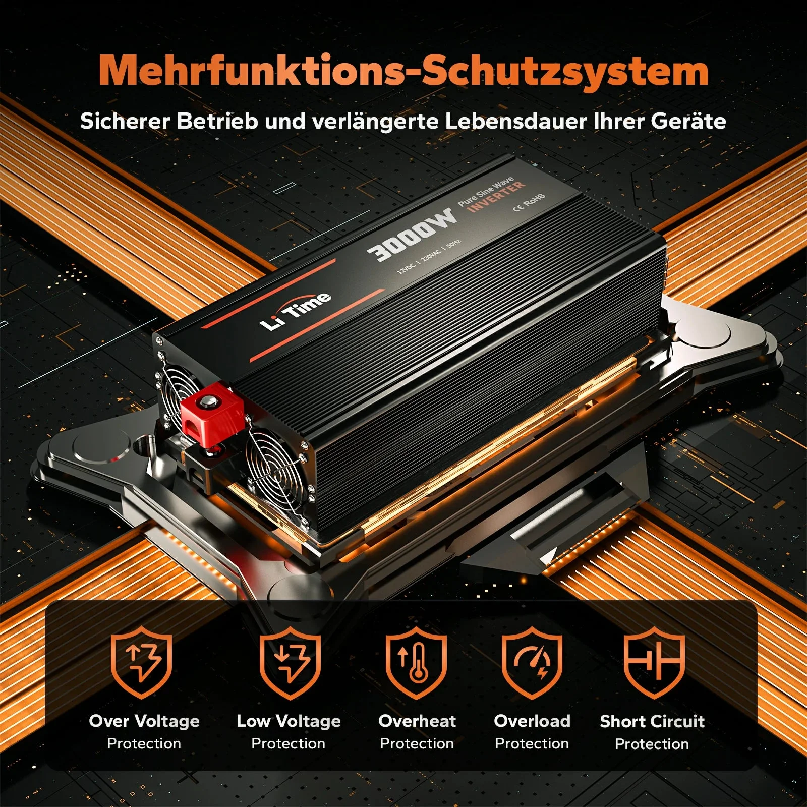 LiTime 3000W Pure Sine Wave Inverter 12V DC to 230V AC Converter — фото 5