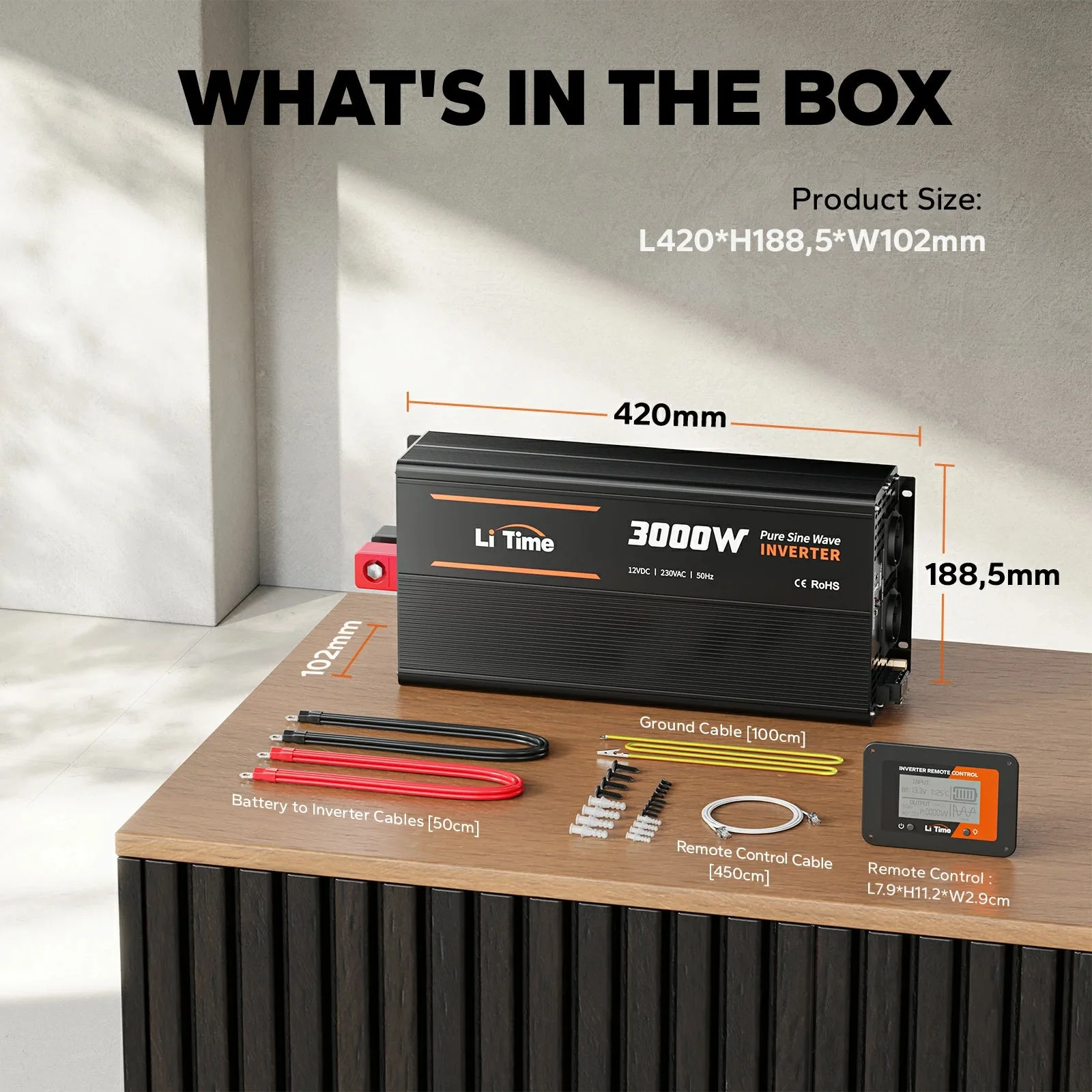[Україна] LiTime 3000W Синусоїдальний перетворювач 12VDC на 230VAC конвертер — фото 11