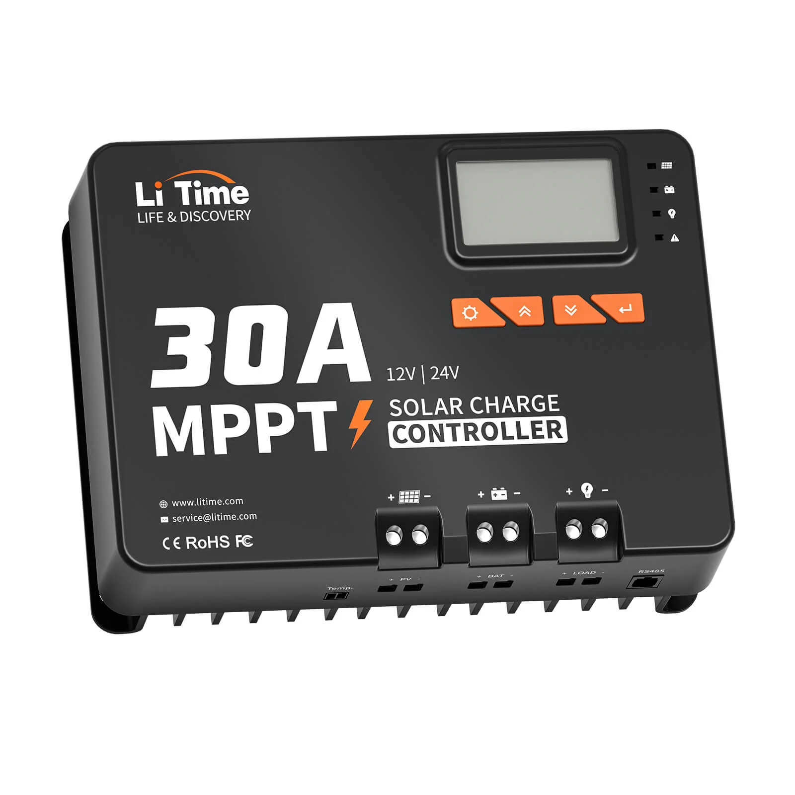 LiTime 30A MPPT 12V/24V Solarladeregler mit integriertem Bluetooth