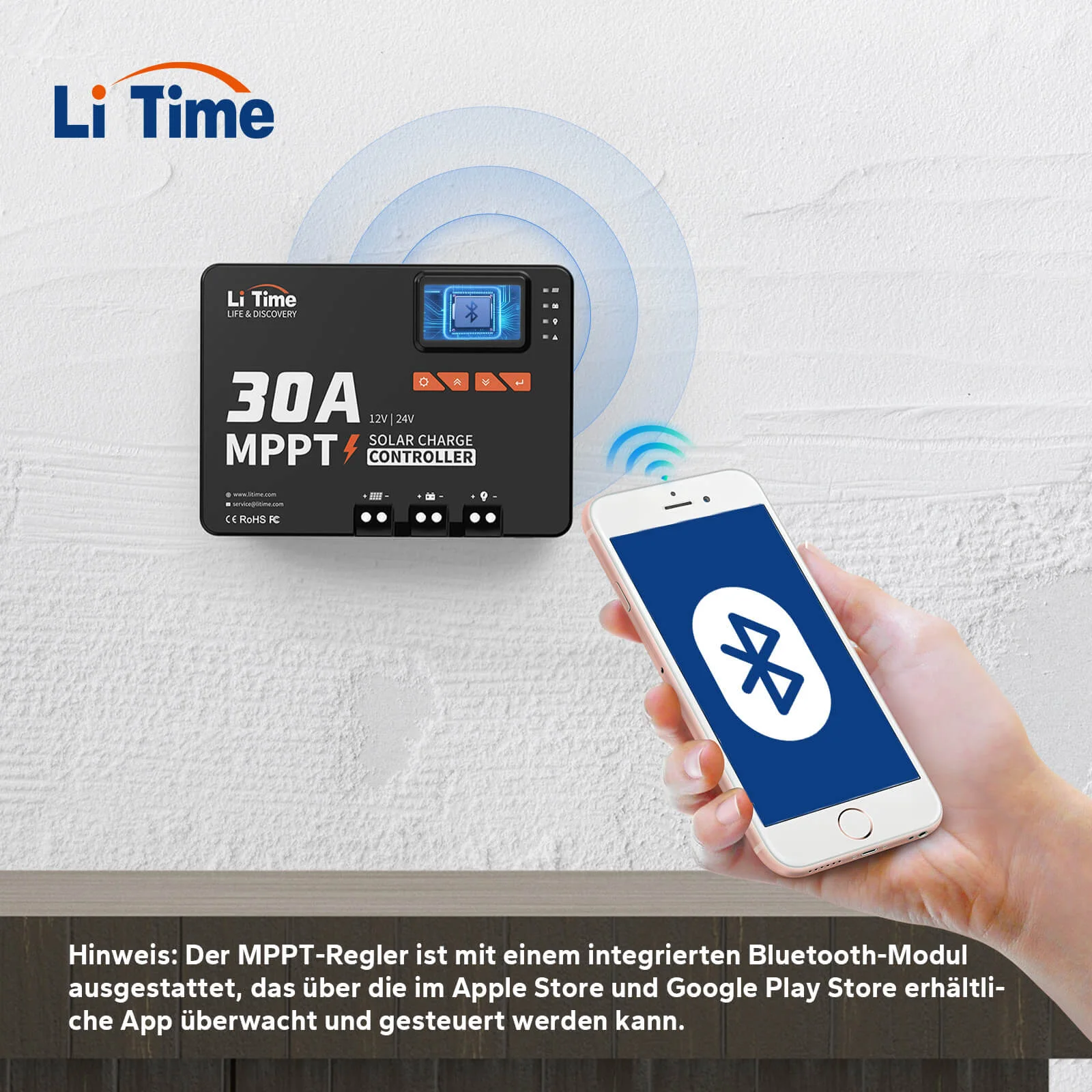LiTime 30A MPPT 12V/24V Solar Charge Controller with Built-in Bluetooth — фото 4