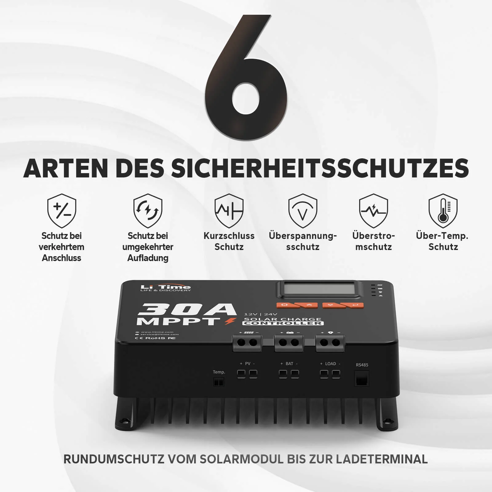 LiTime 30A MPPT 12V/24V Solar Charge Controller with Built-in Bluetooth — фото 6