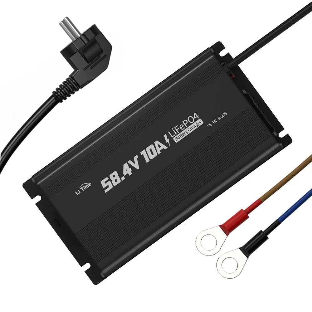 LiTime 58,4V 10A LiFePO4-Ladegerät für 51,2V LiFePO4-Akku, mit intelligenter 0V-Ladefunktion