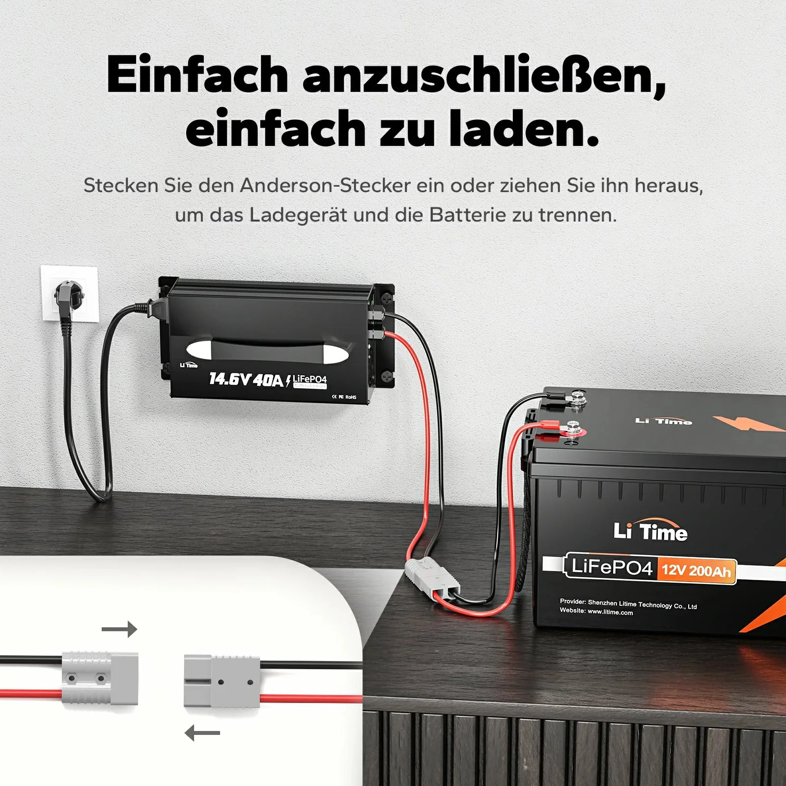 Charger for lithium batteries LiTime 12V (14.6V) 40A with mount and handle — фото 3