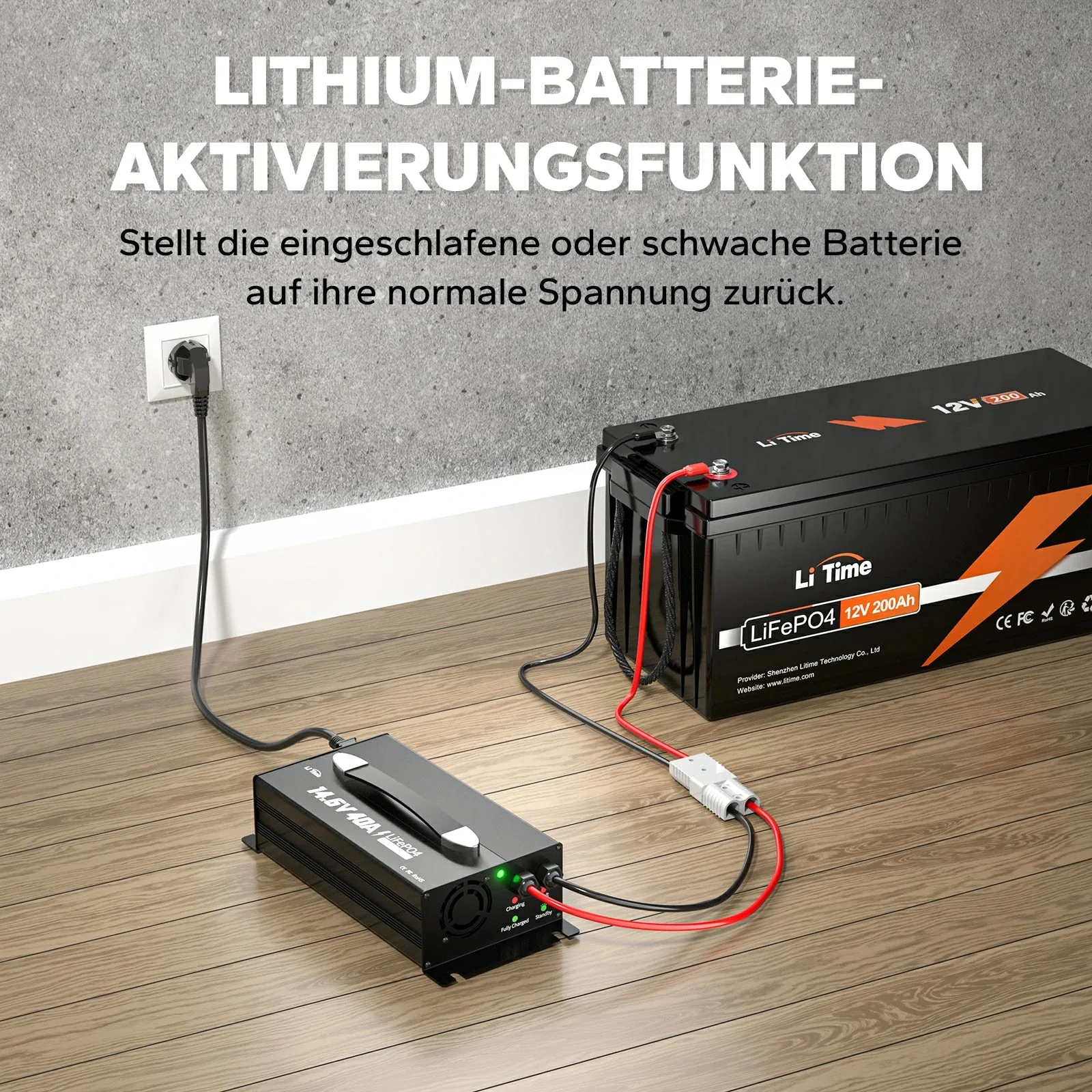 Charger for lithium batteries LiTime 12V (14.6V) 40A with mount and handle — фото 7